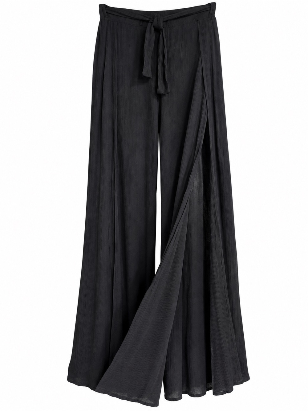 Kona Sol Black Tie-Front Wide-Leg Swim Cover-Up Pants medium